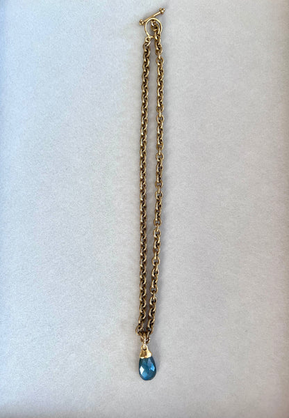 Labradorite Briolette Pendant on 12K Gold Finish Necklace - One