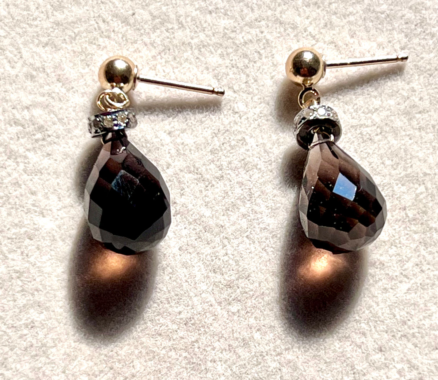 Smoke & Spark Quartz & Pavé Diamond Roundel Earrings