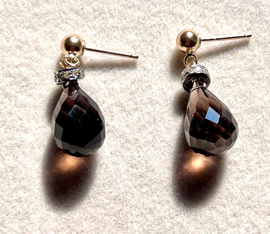 Smoke & Spark Quartz & Pavé Diamond Roundel Earrings