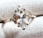 Marquise Cut White Topaz & Solid Gold Ring - Size 7