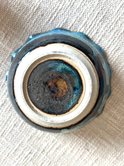 Light Blue Wavy Bowl - Handmade by Ceramic Artist Natalie Zelman