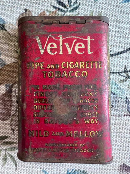 Antique Tobacco Tin - Velvet Pipe and Cigarette Tobacco 1