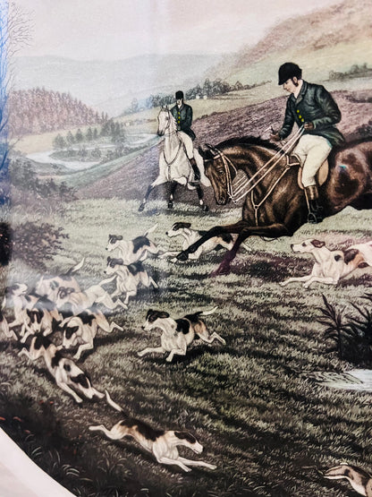 Vintage "A Day With The Harriers" Wood-Framed Print by British Artist William Henry Tuck