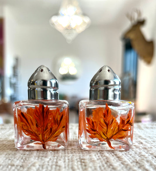 Fall Leaves Small Hand-painted Salt & Pepper Shaker Set by Carol Moore