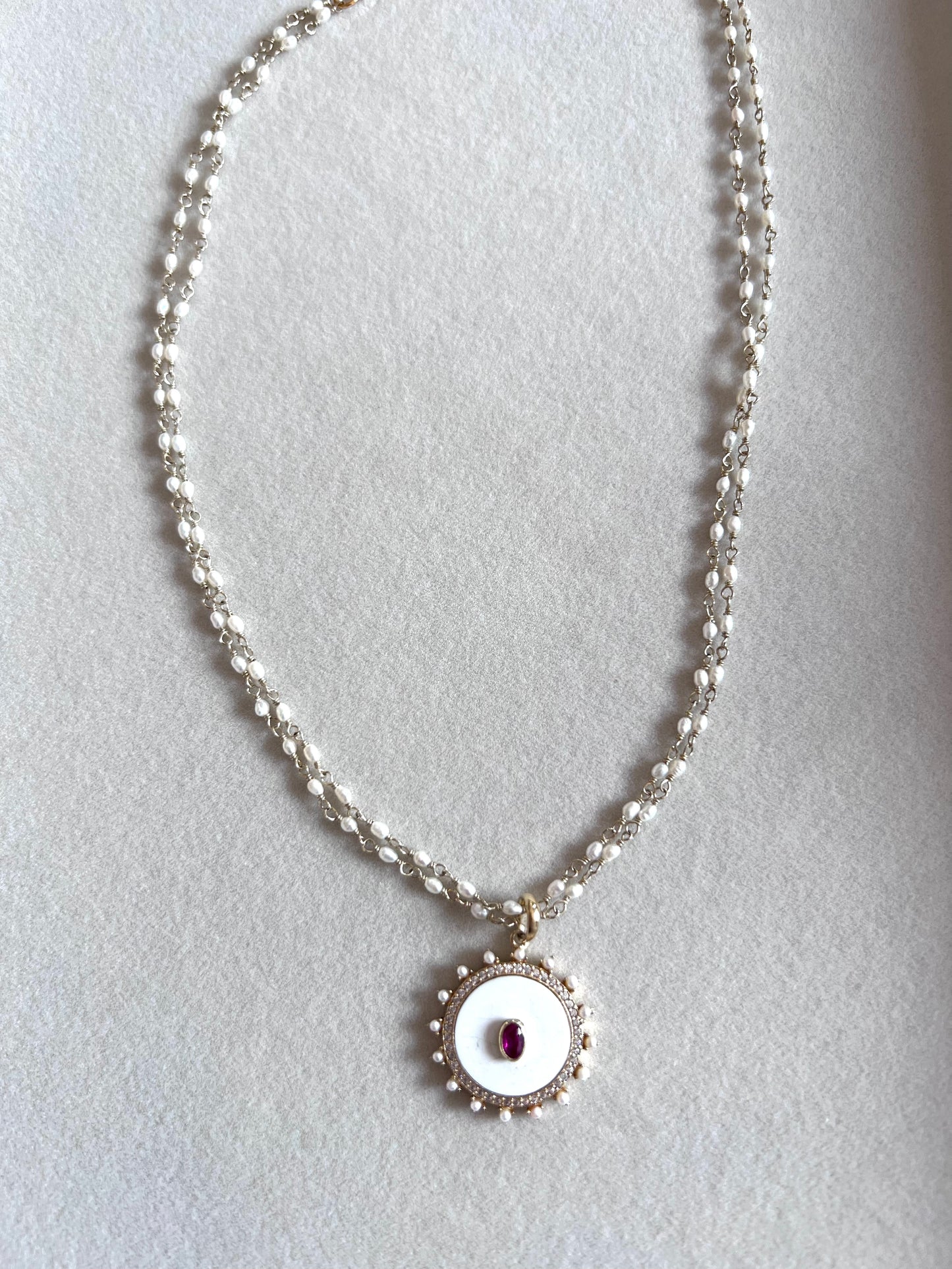 Ruby Quartz & Pearl Necklace