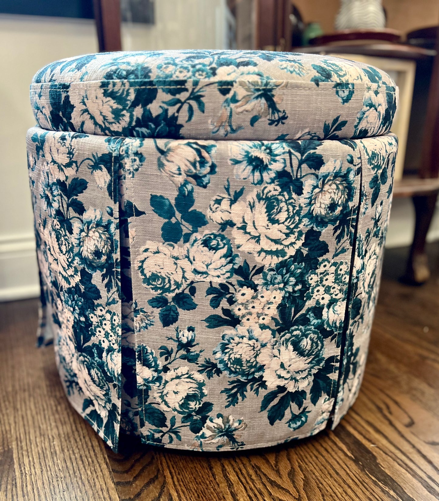 Blue Rose Storage Ottoman on Casters by Lillian August