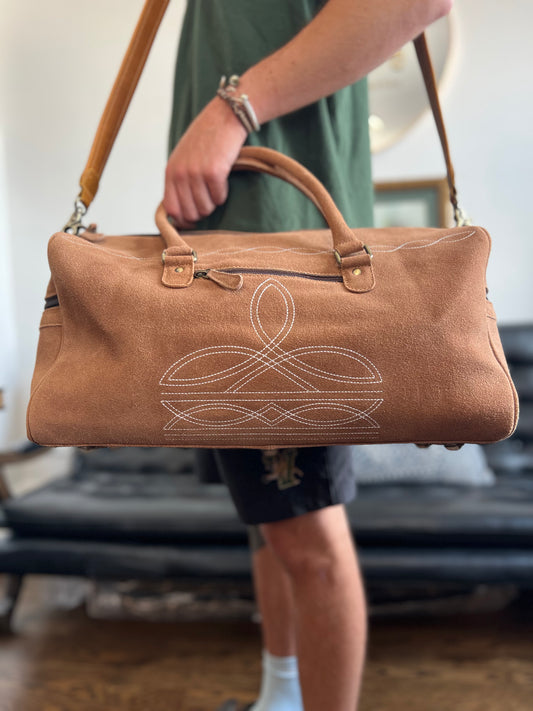 Buckskin Suede Boot Stitch Leather Duffle Bag