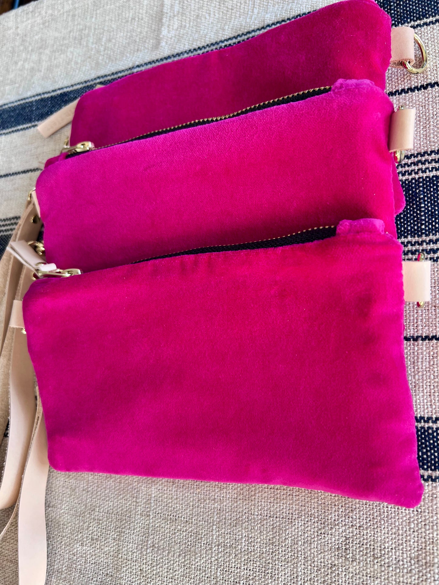 Hot Pink Velvet “Ellie Wristlet Purse - Handmade by Erin Flett