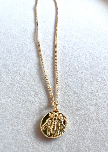 Bee 18kt Gold Fill Coin Necklace