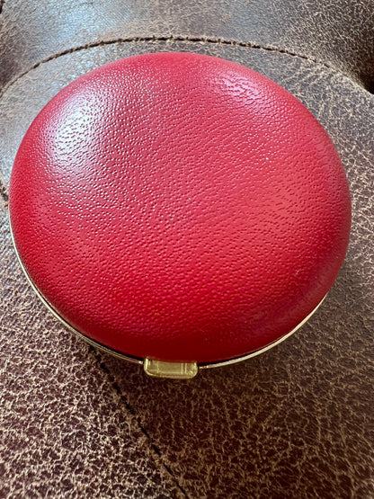 Vintage Working Bradley Travel Alarm Clock in Red Leather Case Japan 1960s/70s
