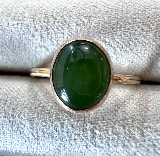 Jade & 14kt Gold Fill Ring - Size 8
