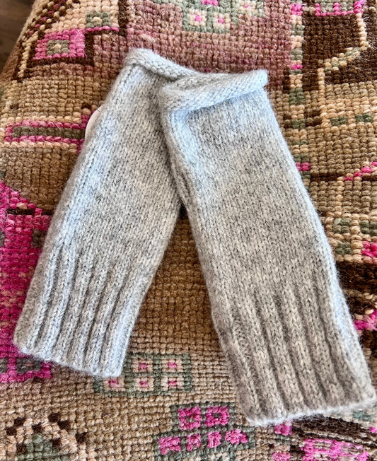Gray Alpaca Fingerless Gloves