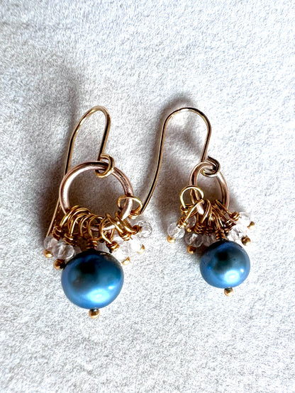 Deep Blue Pearl Earrings