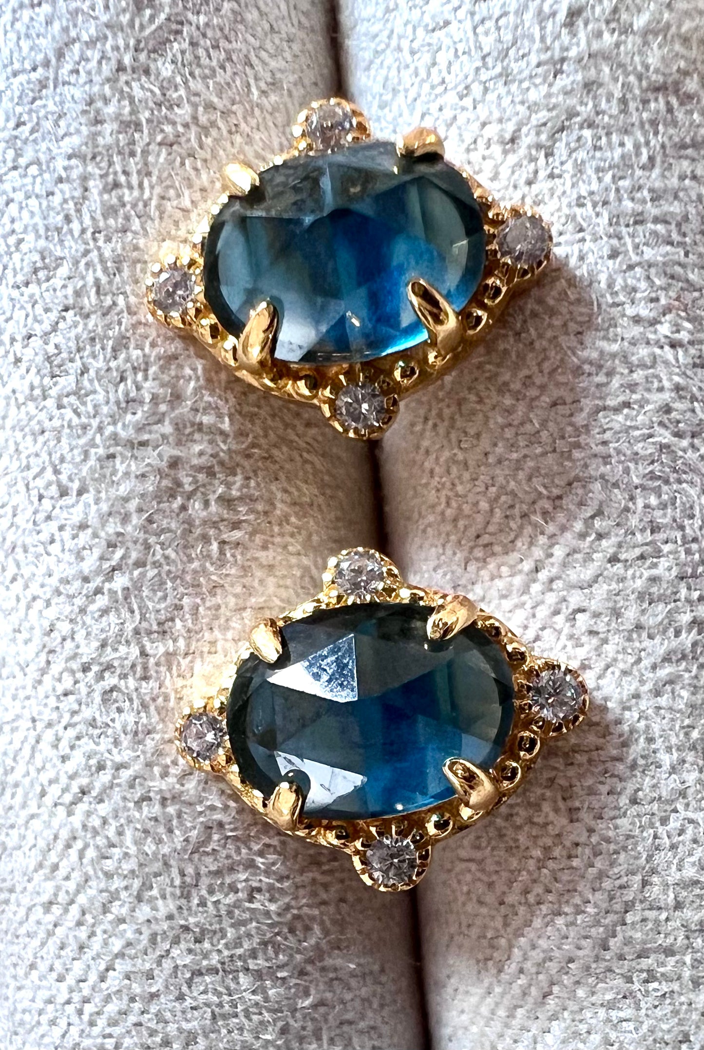 Ocean Siren Earrings - Lab Teal Sapphires & Natural White Topaz in 14k Gold Vermeil