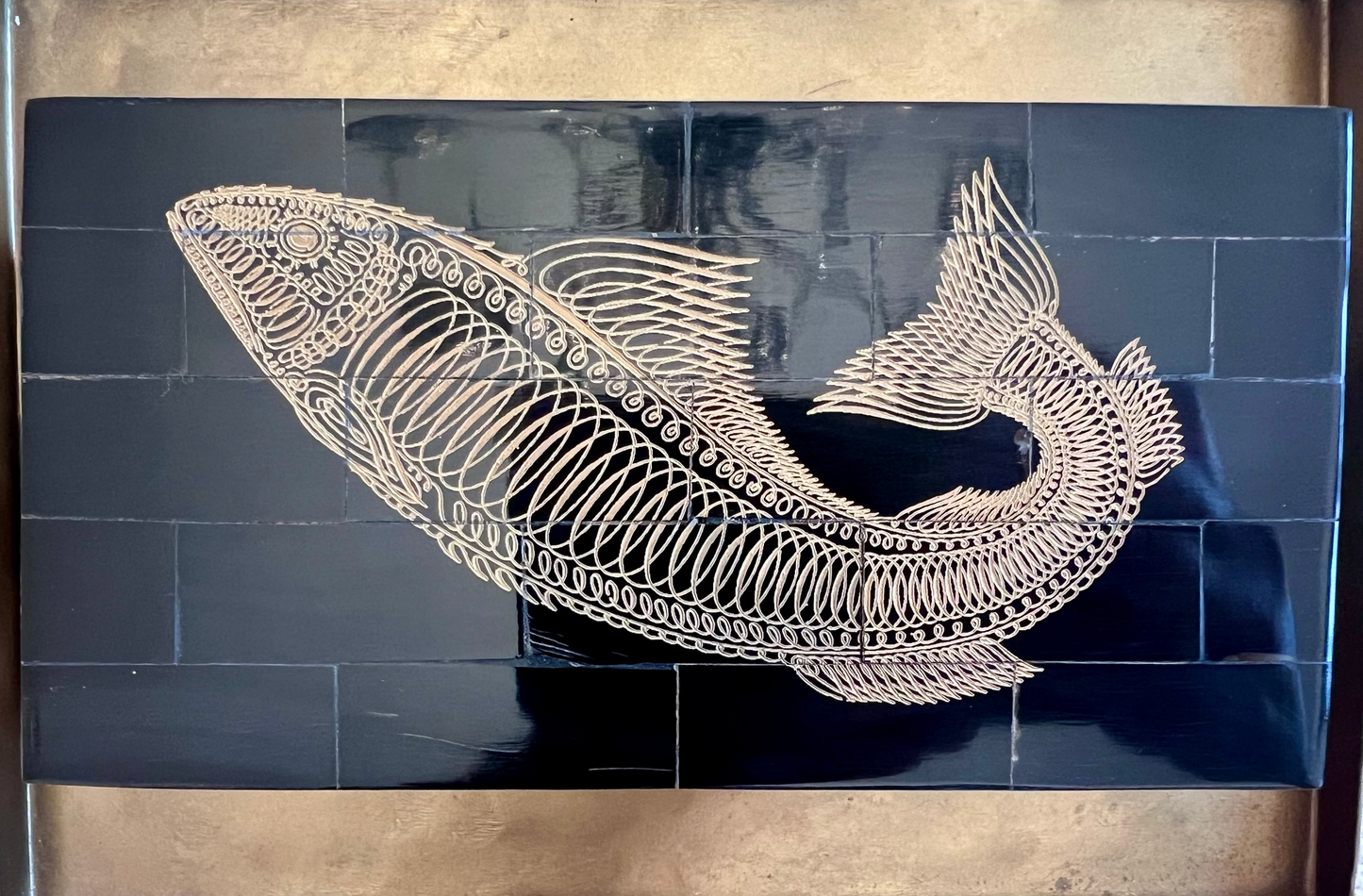 Engraved Fish on Water Buffalo Horn Box