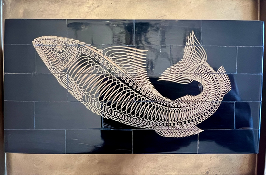 Engraved Fish on Water Buffalo Horn Box
