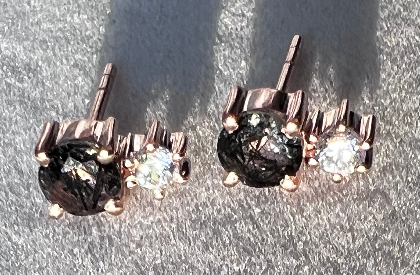 Rutilated Quartz & White Topaz 14kt Rose Gold Vermeil Stud Earrings