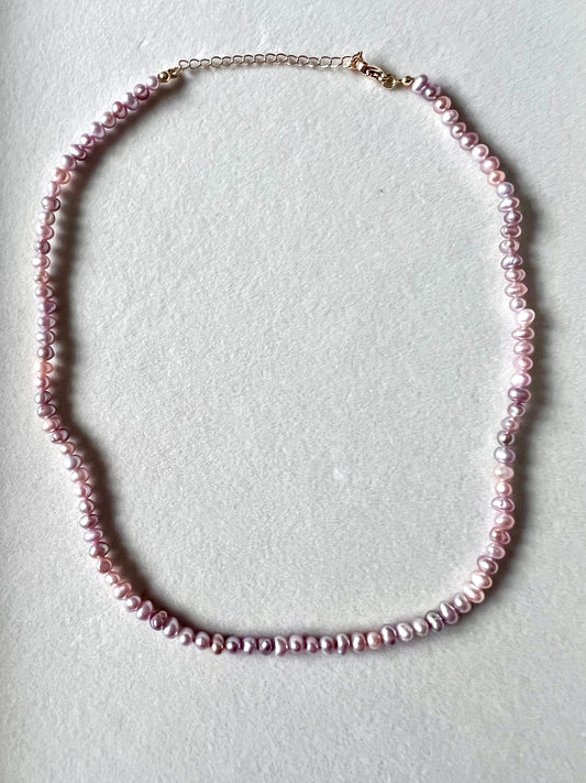 Pink-Purple Freshwater Pearl & 24kt Gold Fill 16 Inch Necklace