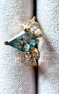 The Evangeline Ring - Moss Agate & White Topaz in Gold Vermeil, Size 5