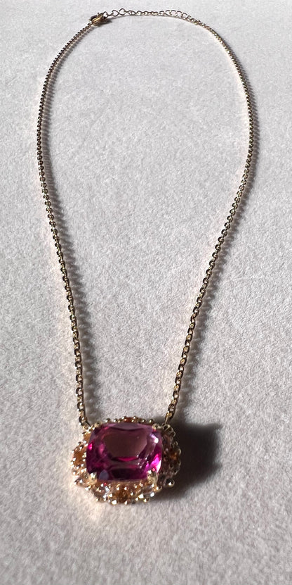 The Pink Topaz, Citrine & White Topaz Necklace in 14kt Gold Vermeil