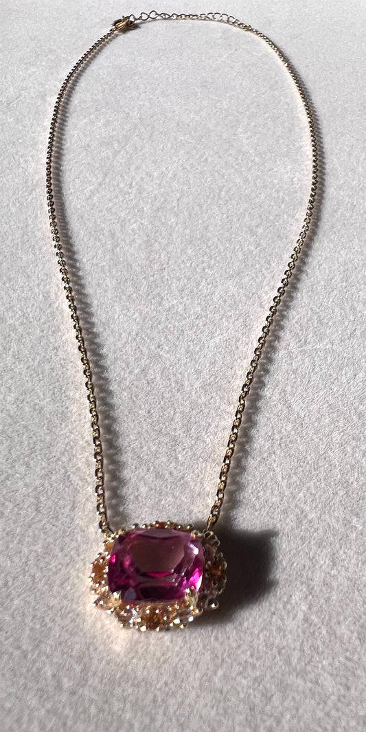 The Pink Topaz, Citrine & White Topaz Necklace in 14kt Gold Vermeil