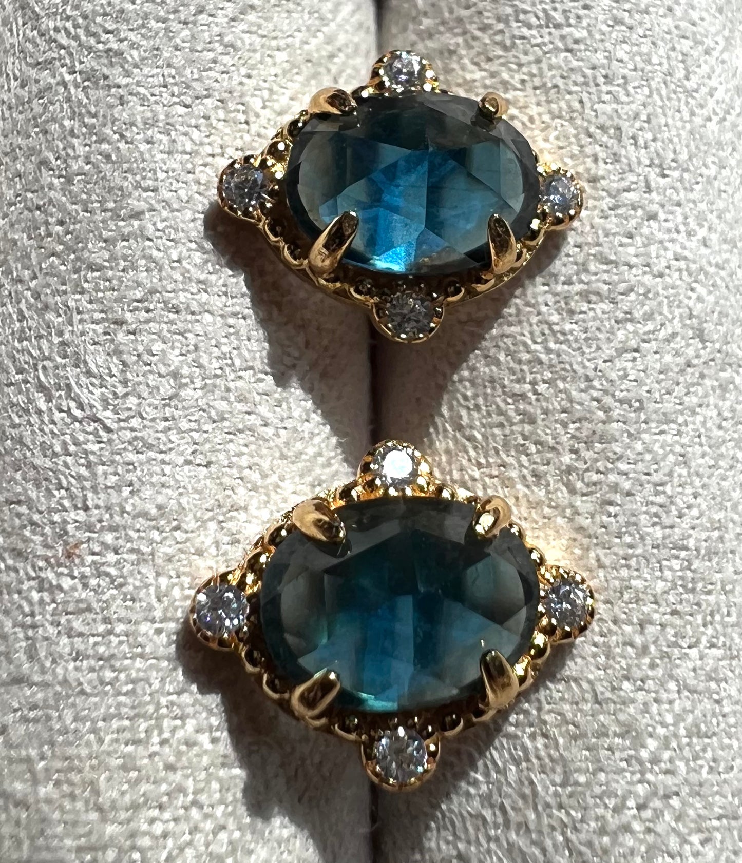 Ocean Siren Earrings - Lab Teal Sapphires & Natural White Topaz in 14k Gold Vermeil