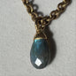 Labradorite Briolette Pendant 12kt Gold Finish Necklace