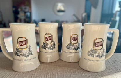 Vintage Schlitz Beer Steins Set of 4 “World's Finest Draught Beer”