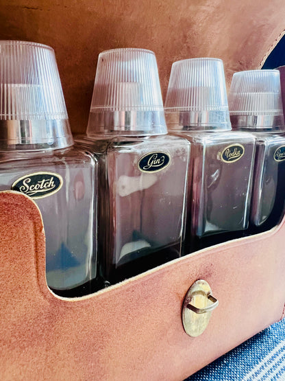 Vintage Mid-Century Travel Bar in Leather Case