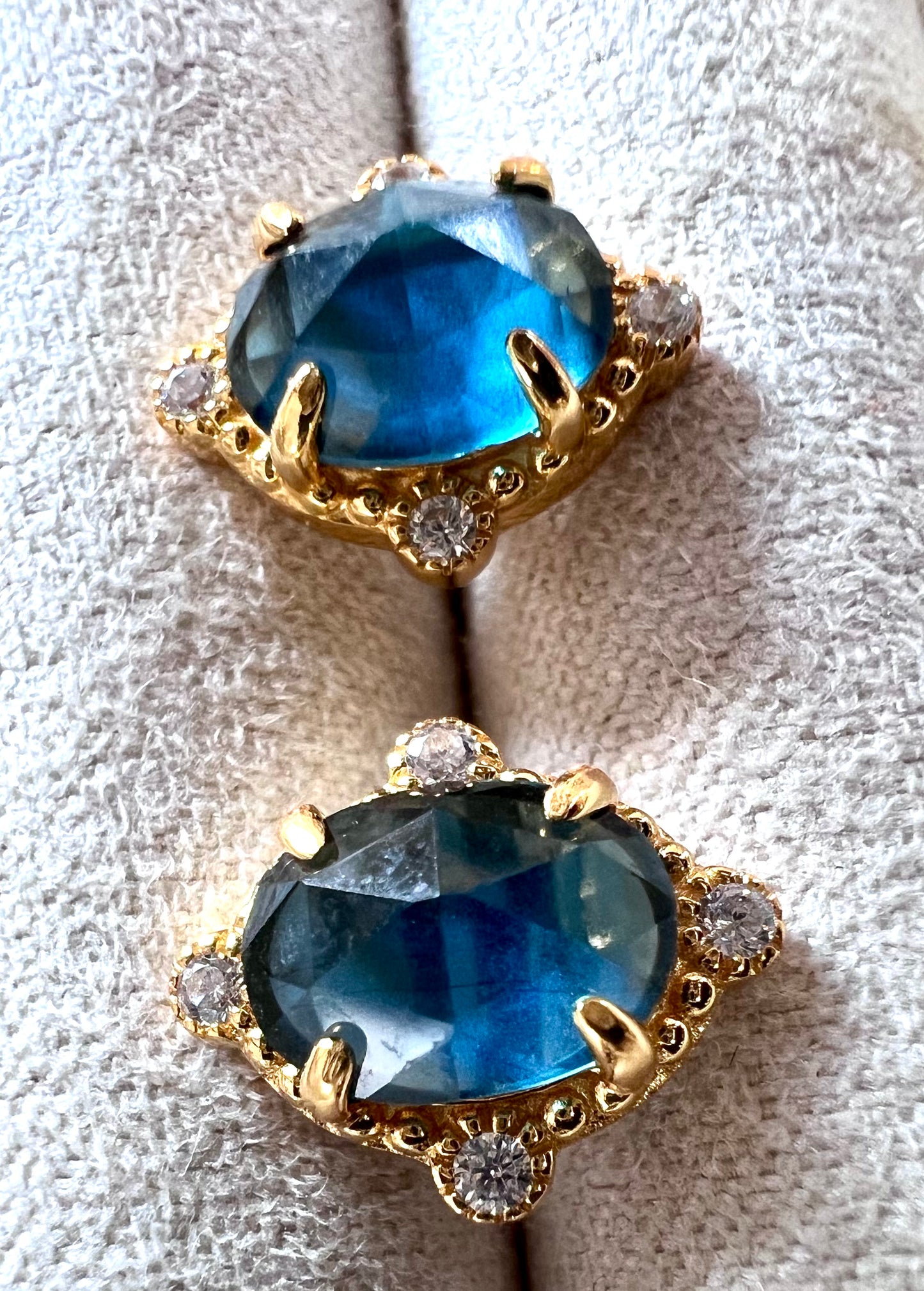 Ocean Siren Earrings - Lab Teal Sapphires & Natural White Topaz in 14k Gold Vermeil