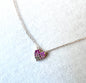 Pink & White Sapphire Heart Solid 14kt Gold Necklace
