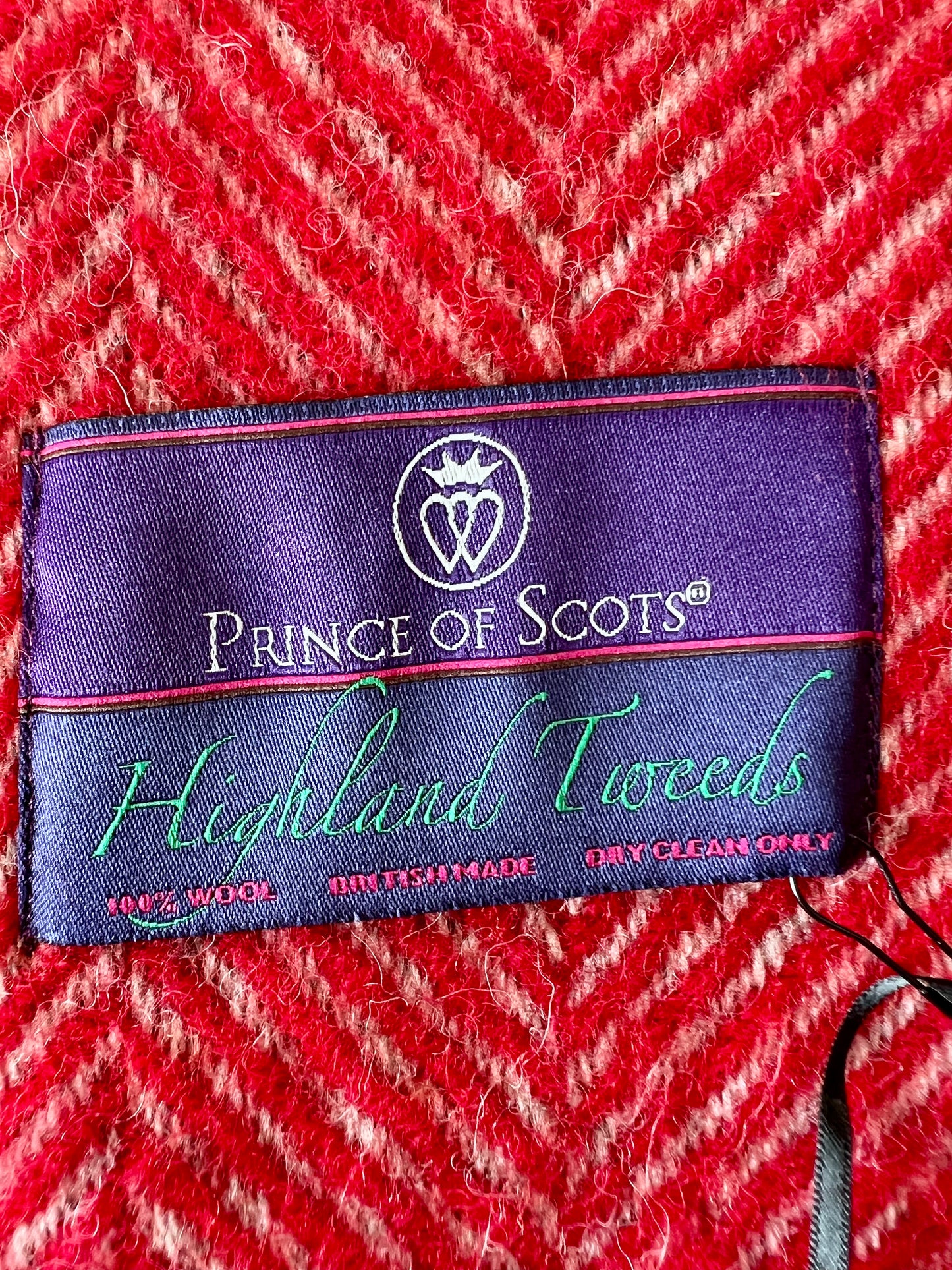 Ruby Red & Pearl Gray Highland Tweeds 100% Wool Herringbone Throw - Made in the British Isles