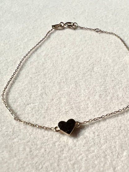 Solid Gold Lovers Heart Bracelet
