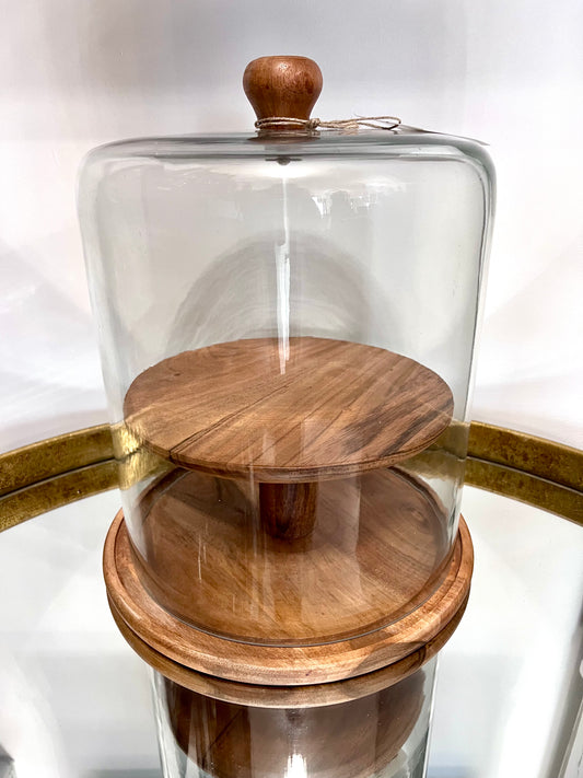 Cake & Cheese Stand Wood & Glass