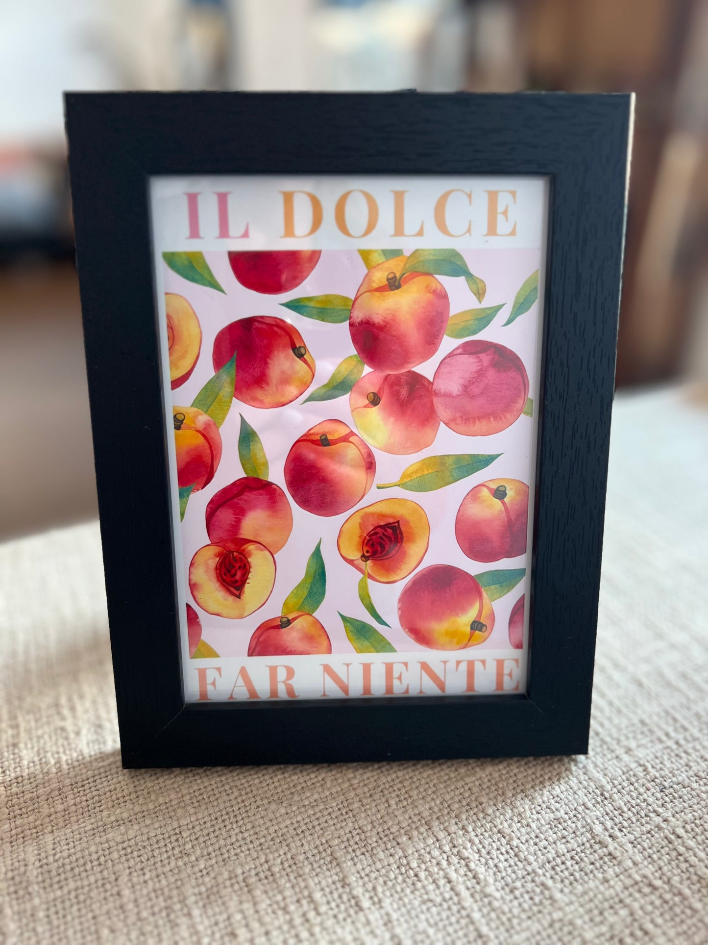 'Il Dolce Far Niente' Small Framed Peaches Print - London Artist Thea