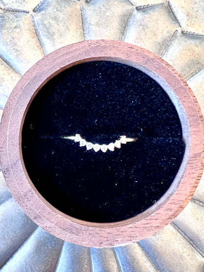 Eight Diamonds Arc in Solid 14kt Gold Ring- Size 6