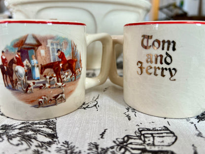 Vintage Tom & Jerry Hunting Scene Punch Bowl & Cups Set