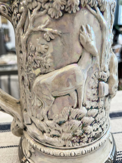 Vintage Large Iridescent White Beer Stein Circa 1970