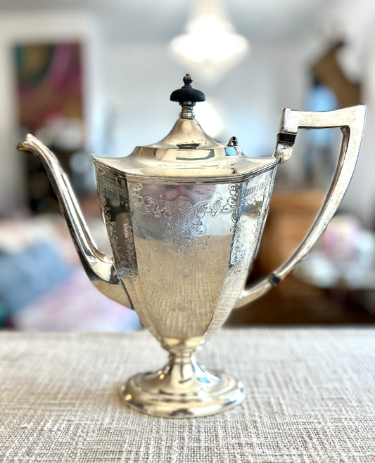 Antique Silverplate Tall Teapot circa 1920-30's