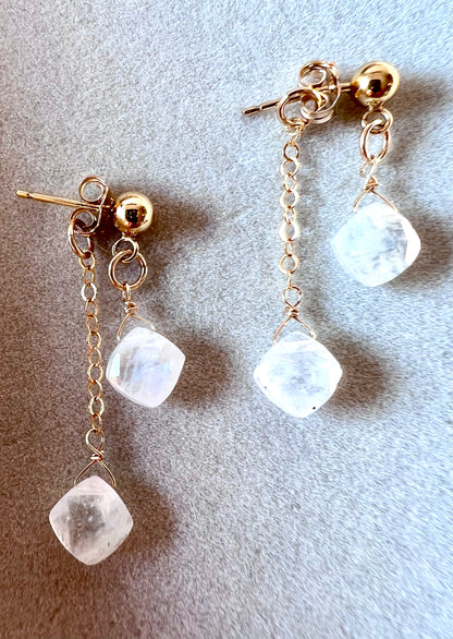 Moonstone & 14K Gold Fill Dangle Earrings