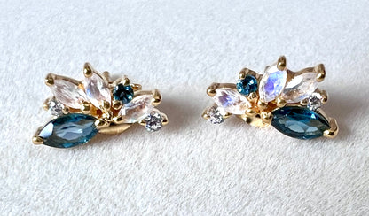 London Blue Topaz & Rainbow Moonstone 18kt Gold Vermeil Earrings