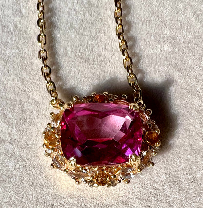 The Pink Topaz, Citrine & White Topaz Necklace in 14kt Gold Vermeil