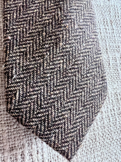 Brown Herringbone 50% Wool/50% Poly Handmade Necktie
