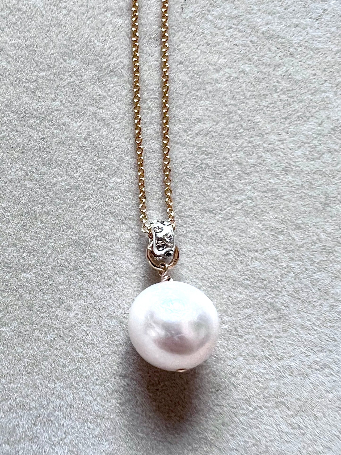 The Heidi Necklace - Freshwater Pearl & Crystal Roundel on 14K Gold-Filled Chain