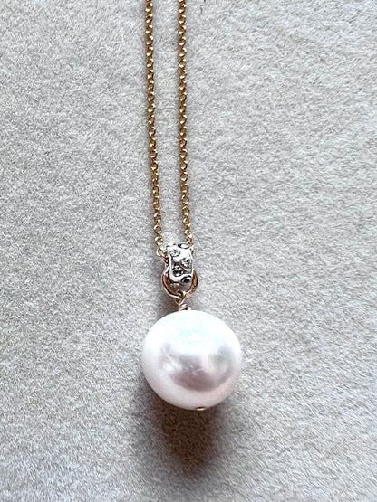 The Heidi Necklace - Freshwater Pearl & Crystal Roundel on 14K Gold-Filled Chain
