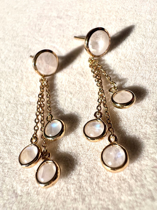 Rainbow Moonstone Waterfall Earrings