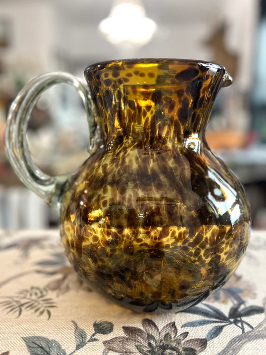 Tortoise Shell Hand Blown Glass Pitcher