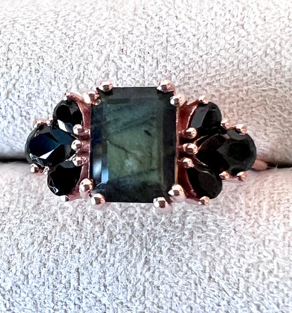 Labradorite & Black Spinel 14kt Rose Gold Vermeil Ring - Size 8