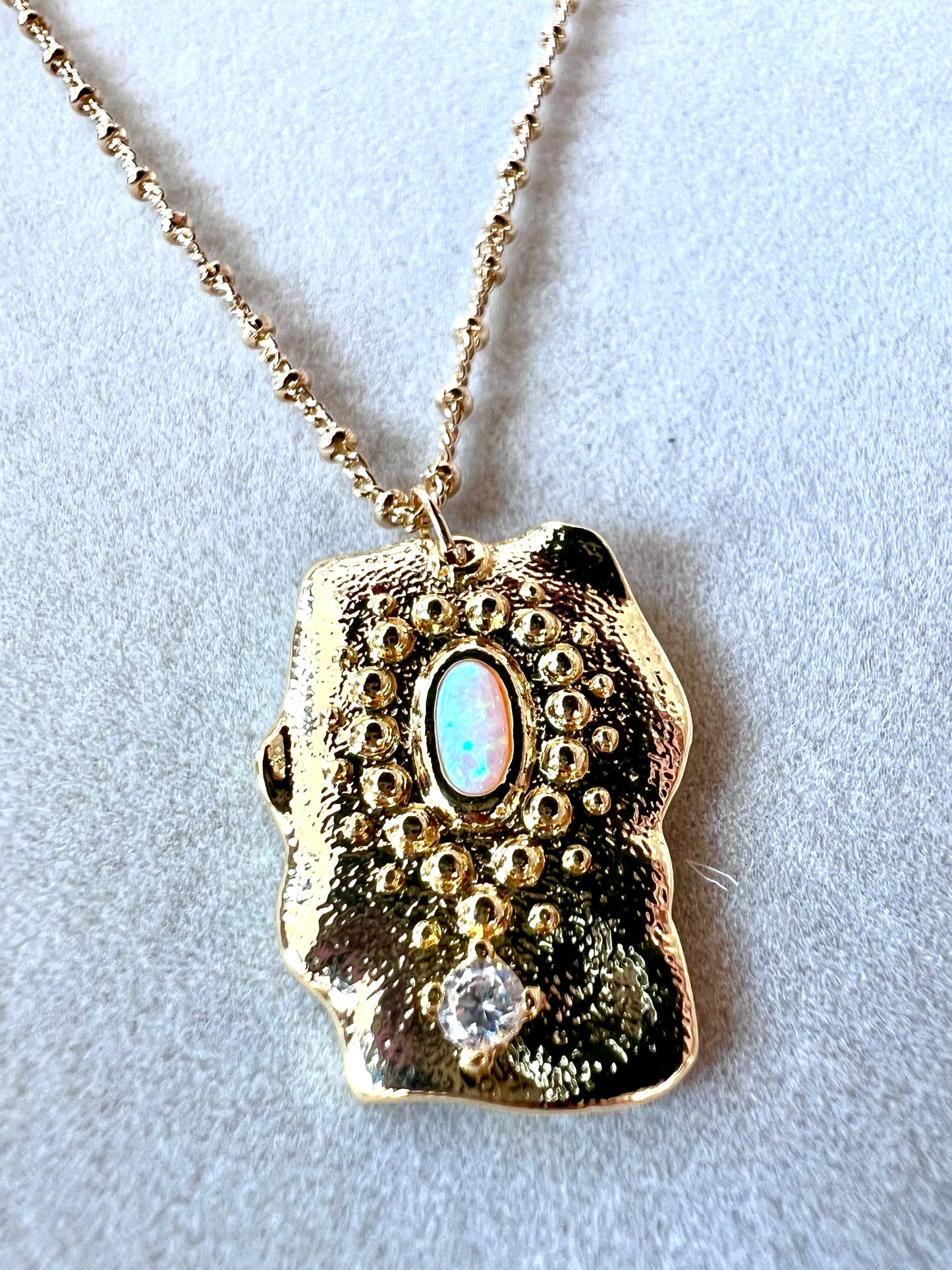 Aurora Lab Opal Necklace in 18K Gold Fill