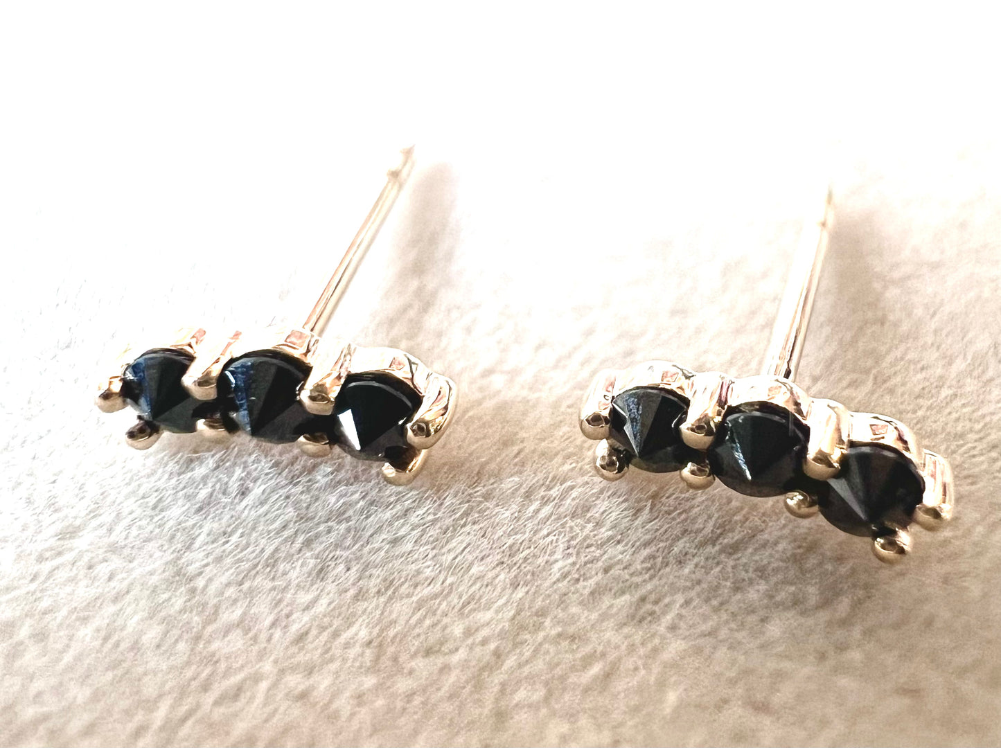 Black Diamond Solid 14kt Gold Stud Earrings